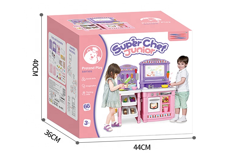 Большая детская кухня Be In Fun с доской для рисования и аксессуарами 66 шт Коричневая - фото 2 Большая детская кухня Be In Fun с доской для рисования и аксессуарами 66 шт Коричневая - фото 2