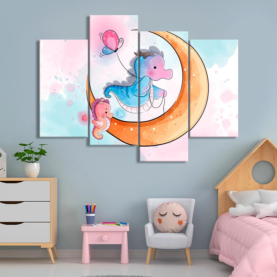 ᐉ Картина в детскую комнату Морской конёк с мамой 129x90 см (A1400-4)