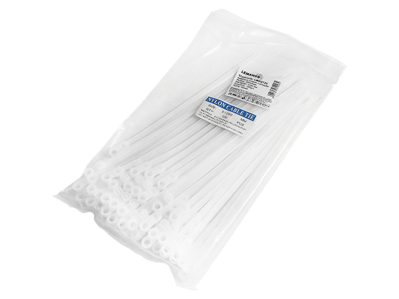 Стяжка кабельная Lemanso LMA2733 200x5 мм с кольцом 100 шт. Белый (8647)