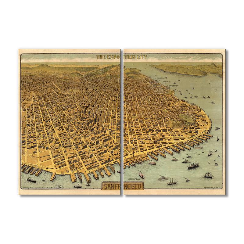 Винтажная карта Карта города Сан-Франциско 2 модуля 40х60 см