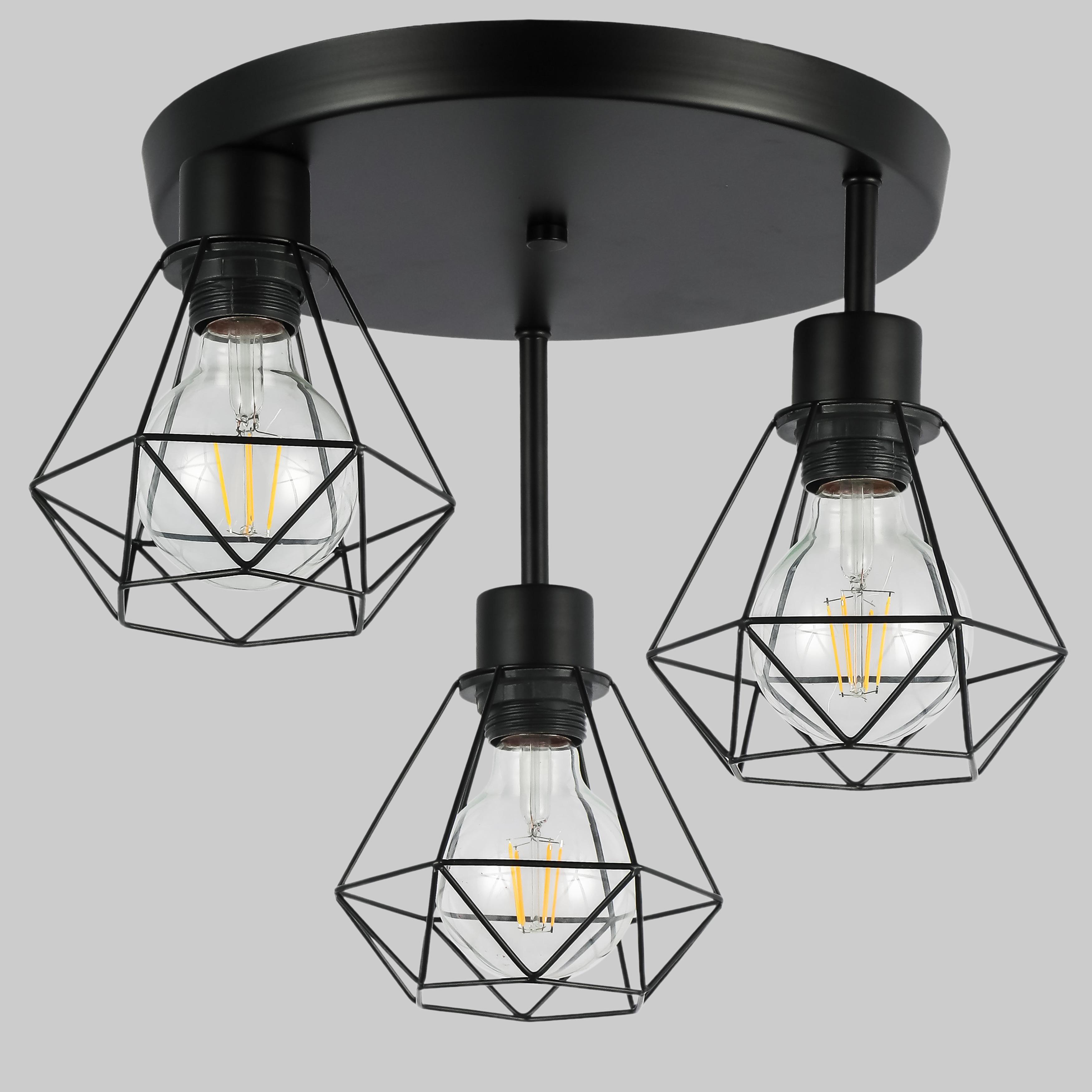 Люстра потолочная с 3 плафонами в стиле лофт Loft Trio Light (52-102-3(3008) BK)