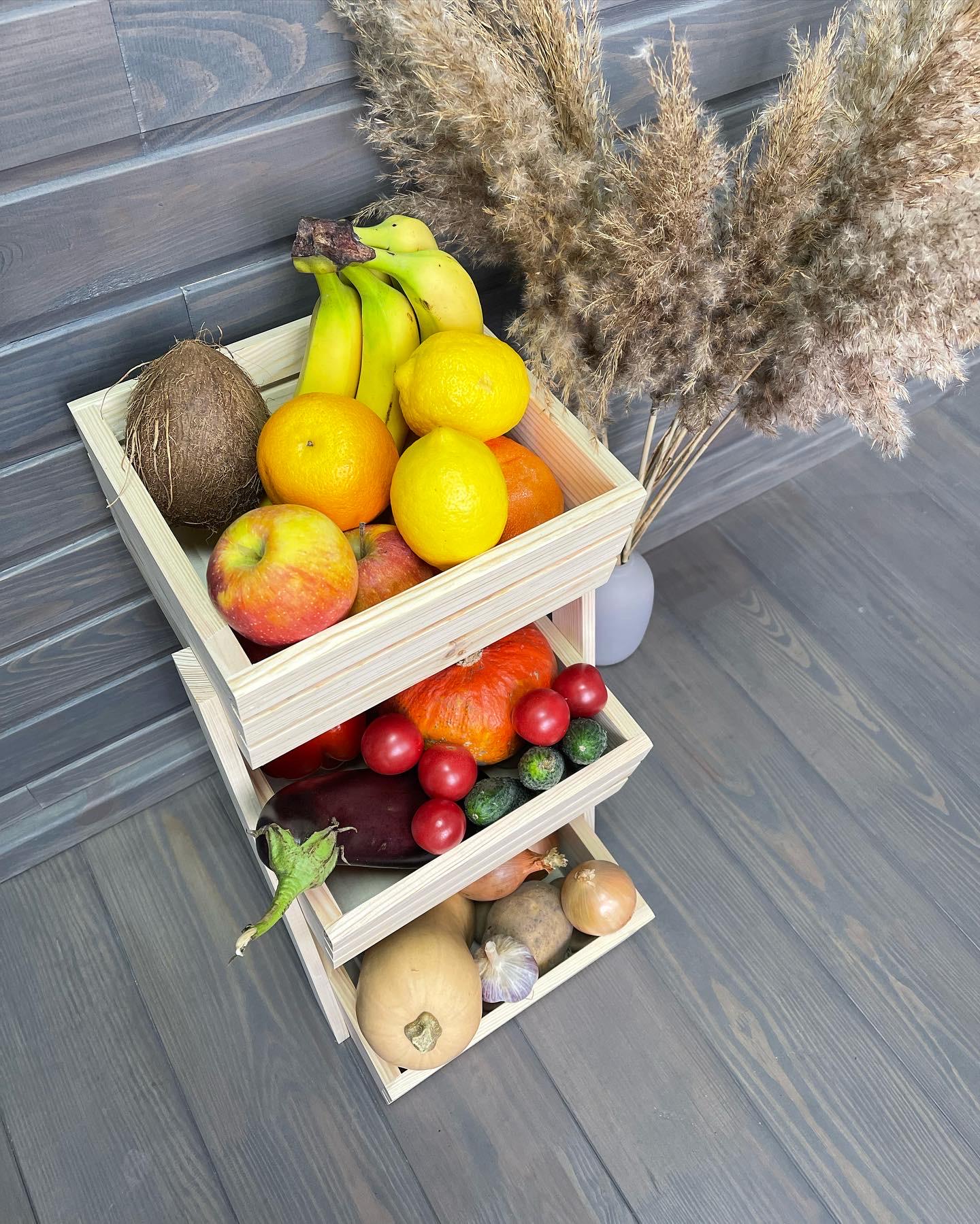 Ящик-фруктовниця дерев'яна 3 яруси еко (145) - фото 3 Ящик-фруктовниця дерев'яна 3 яруси еко (145) - фото 3