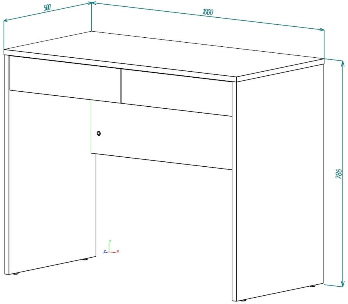 Стіл письмовий/комп'ютерний Intarsio YOUNG 100х50 см Білий (YOUNG_B) - фото 5 Стіл письмовий/комп'ютерний Intarsio YOUNG 100х50 см Білий (YOUNG_B) - фото 5