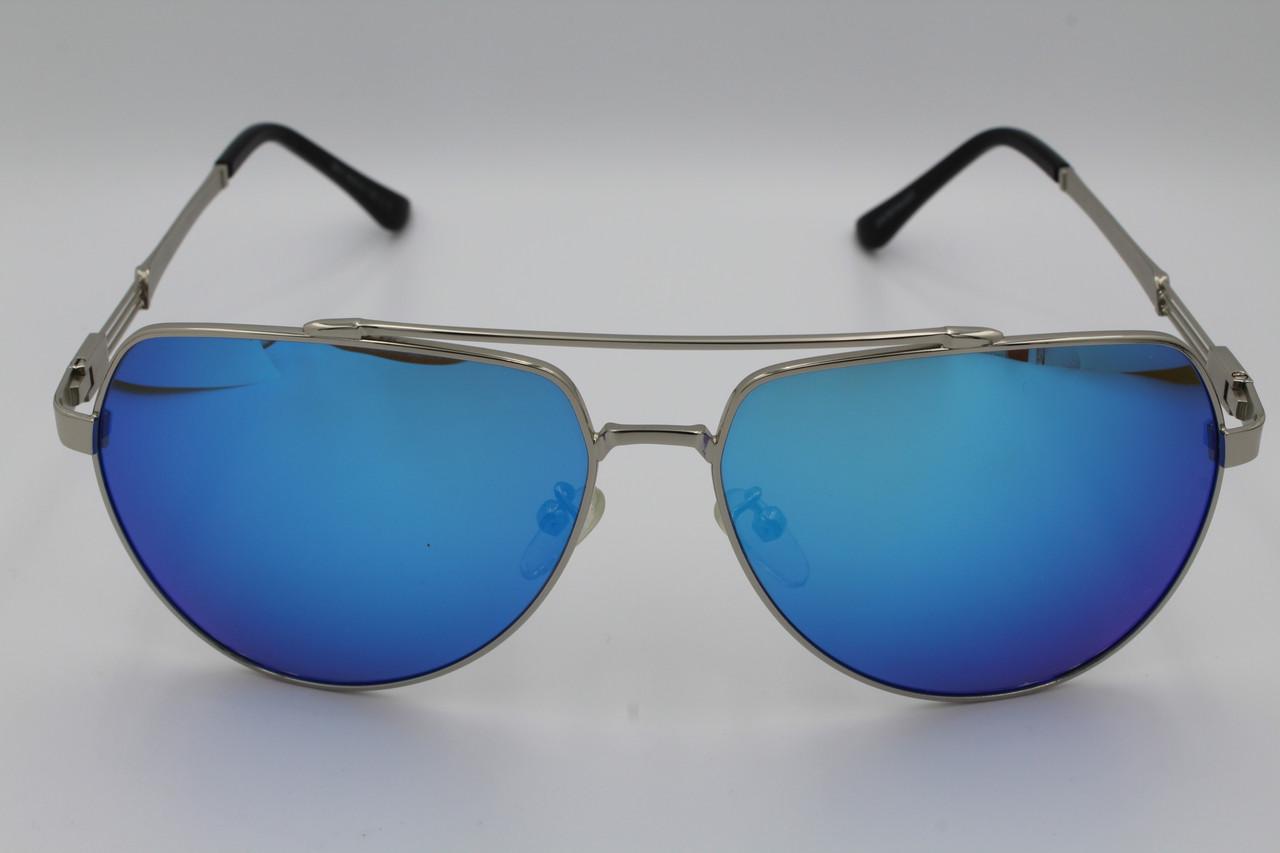 Солнцезащитные очки зеркальные поляризационные Jackfalali aviator Голубой 9111 с2 (2579322821) - фото 2