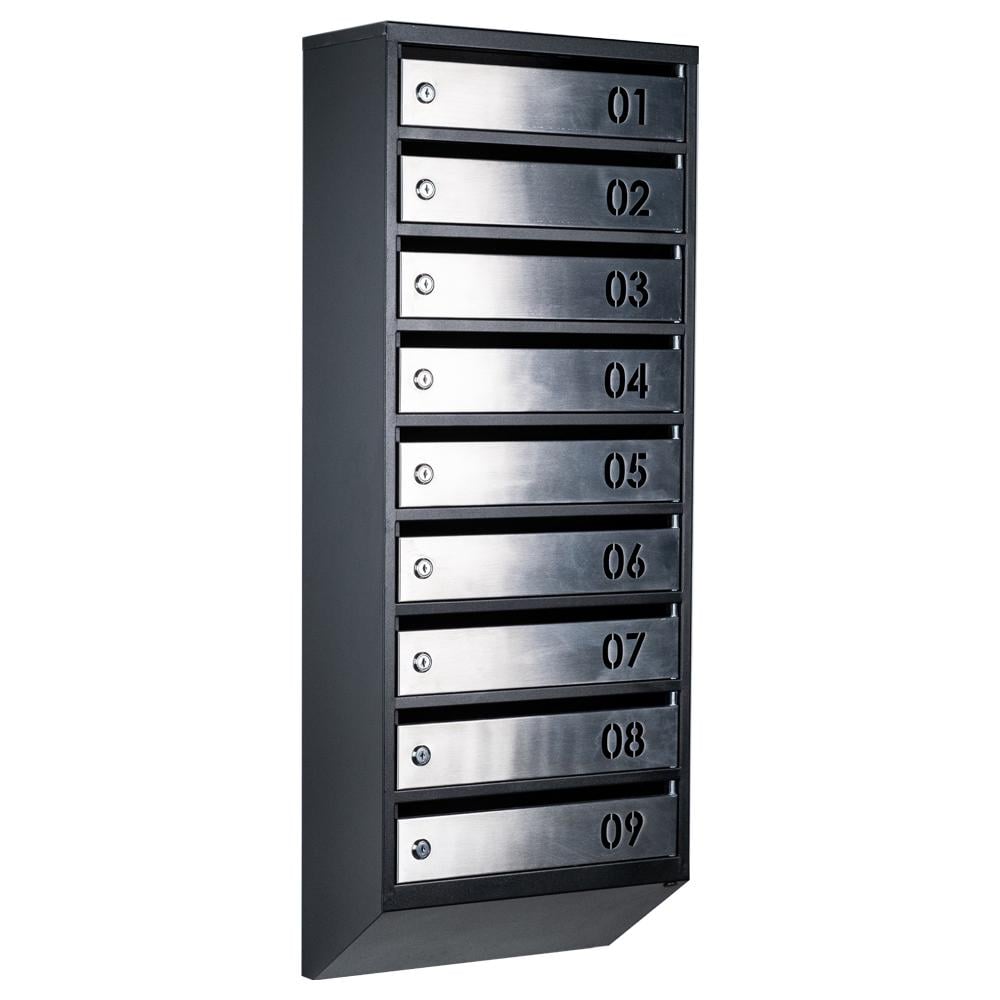 Ящик почтовый многосекционный ЯП09B Черный/Нержавеющая сталь (24061050)