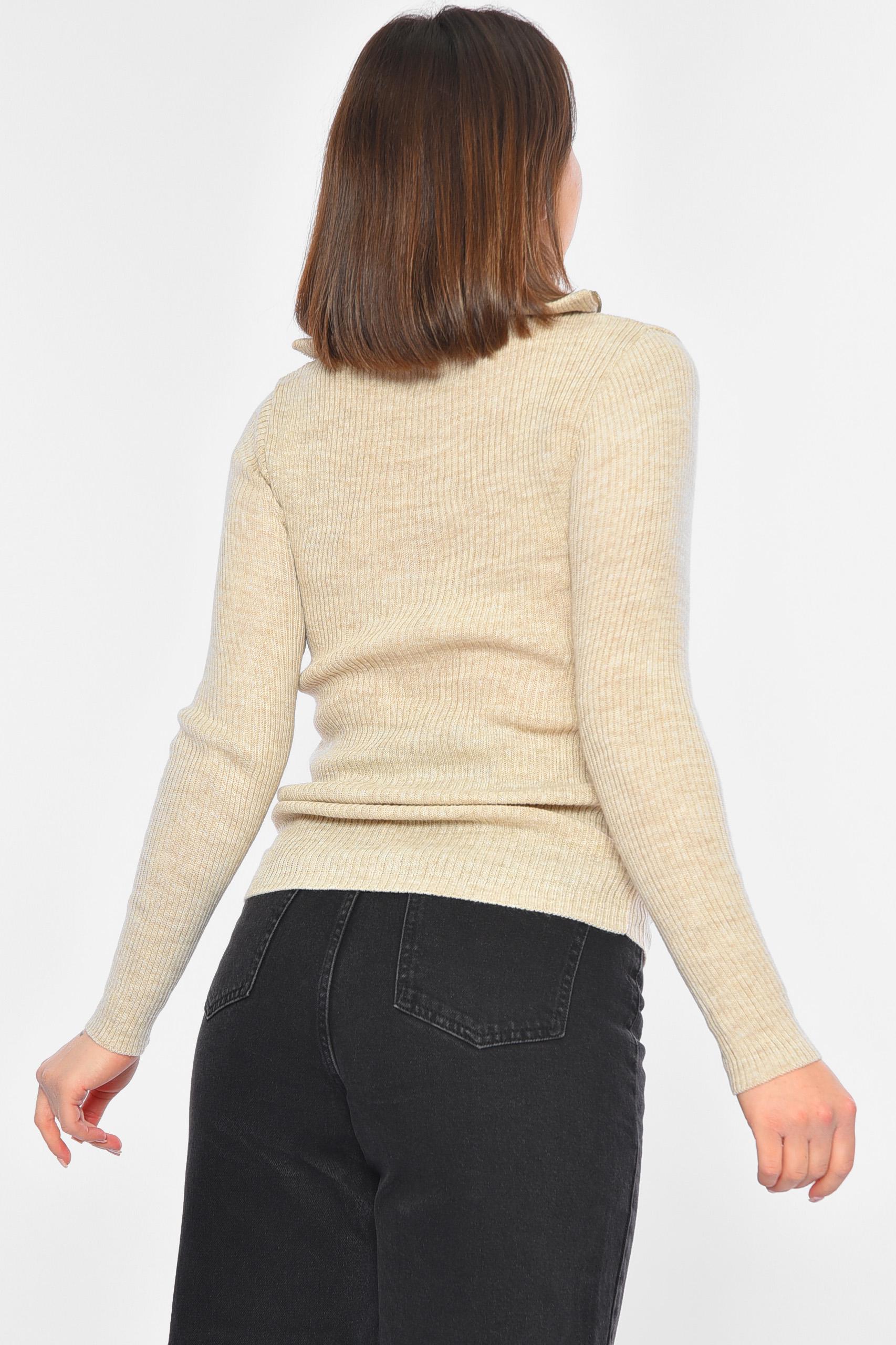 Гольф женский однотонный M-L Бежевый (194031) - фото 3 Гольф женский однотонный M-L Бежевый (194031) - фото 3