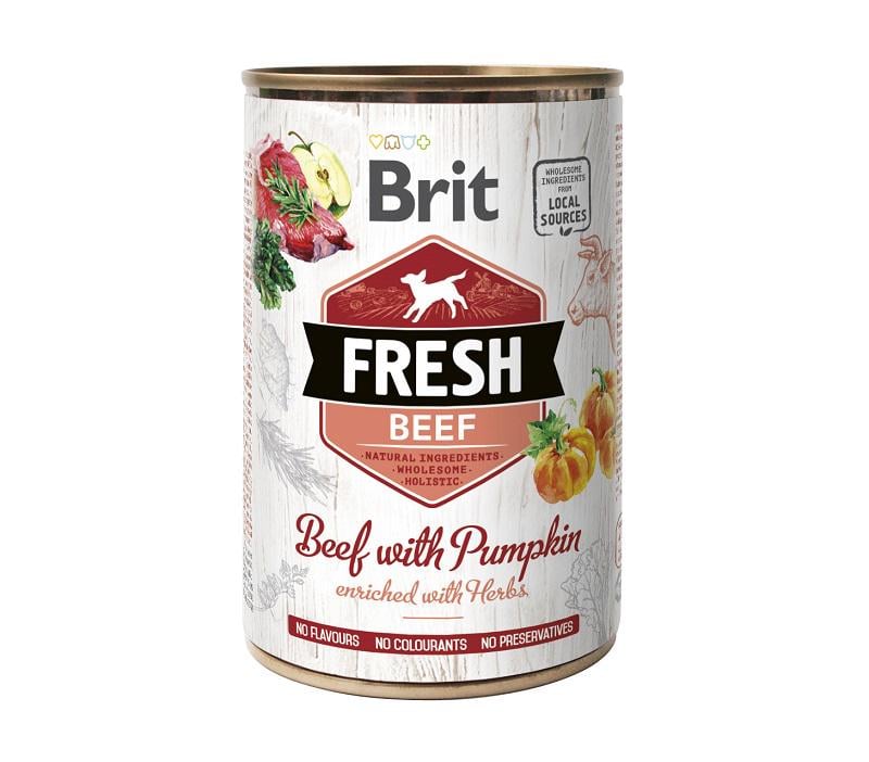 Корм для собак вологий Brit Fresh консерва з яловичиною та гарбузом 400 г (6387) - фото 1