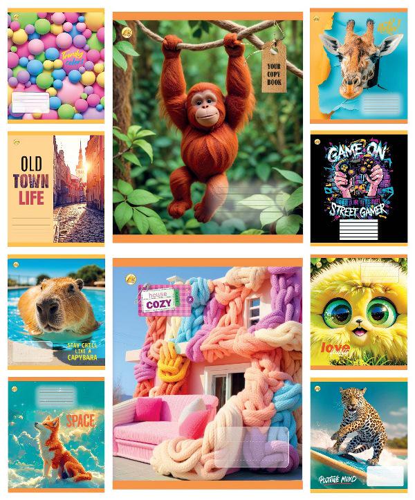 Зошити учнівські Тетрада Мікс 4 в клітинку тверда палітурка 18 арк. 20 шт. (MTT-199183)