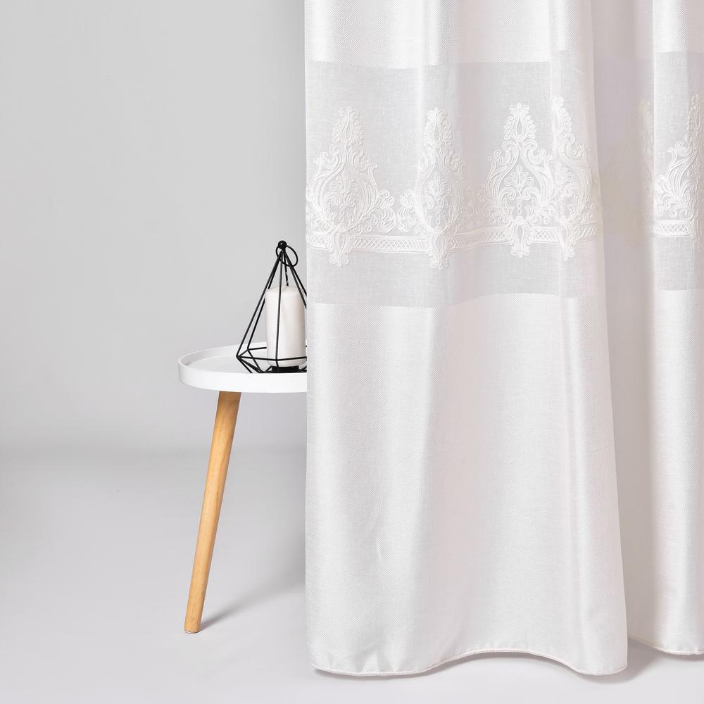 Ткань тюль рогожка с вышивкой Luiza Молоко (24911)