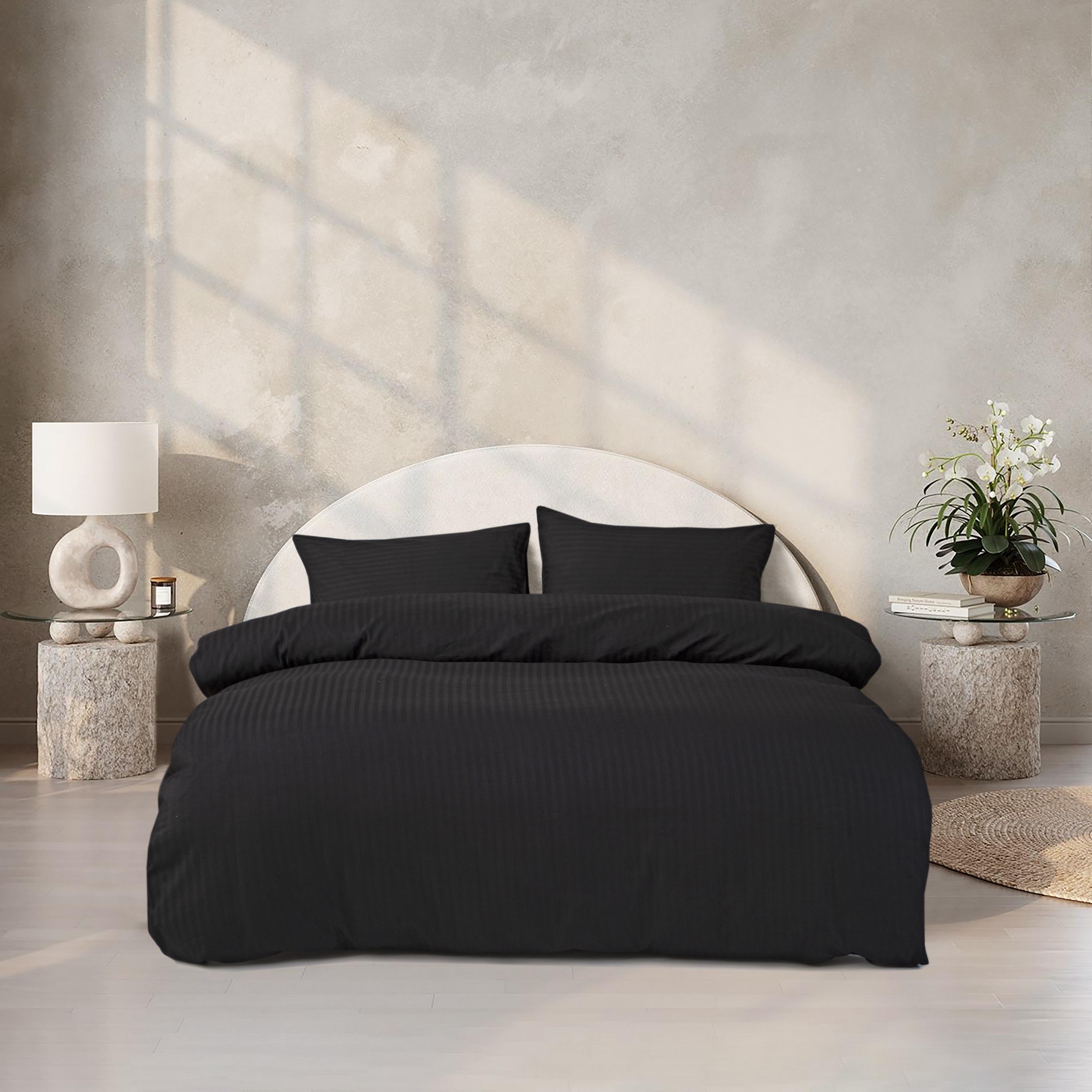 Комплект постільної білизни Lotus Готель страйп сатин 1x1 євро 160x200/25 см Чорний (svt-2000022343701) - фото 2 Комплект постільної білизни Lotus Готель страйп сатин 1x1 євро 160x200/25 см Чорний (svt-2000022343701) - фото 2