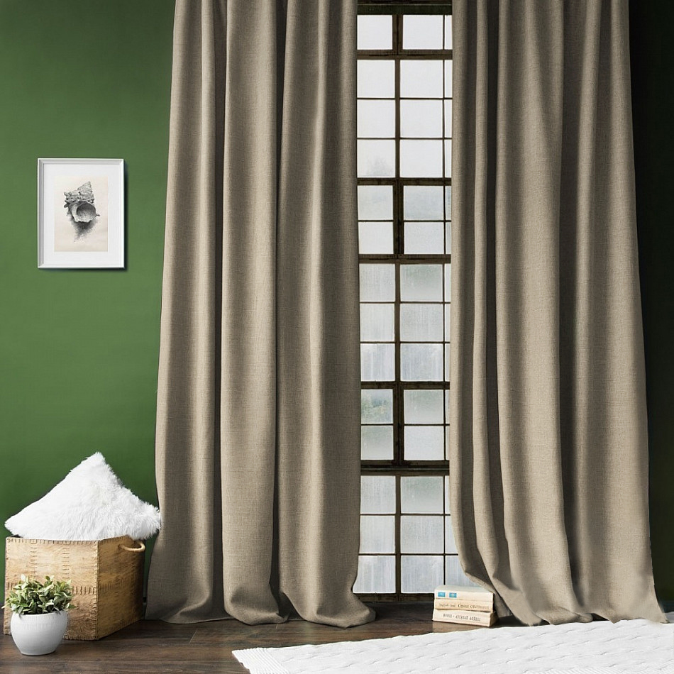 Шторы Pivdenne мешковина лен 135х170 см 2 шт. Светло-коричневый (2075-135)