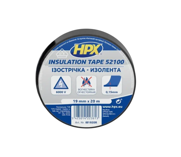 Ізоляційна стрічка ПВХ HPX IB1920 HPX52100 19 ммх20 м (3091412681)