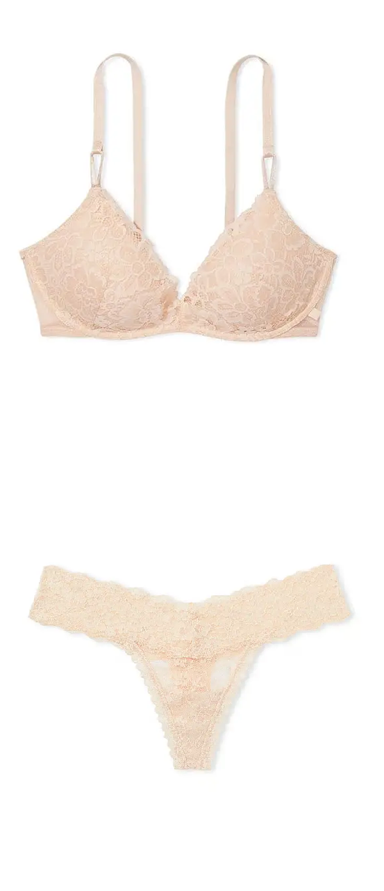 Комплект спідньої білизни Victoria's Secret мереживо 75D/M Бежевий (2123830957) - фото 1