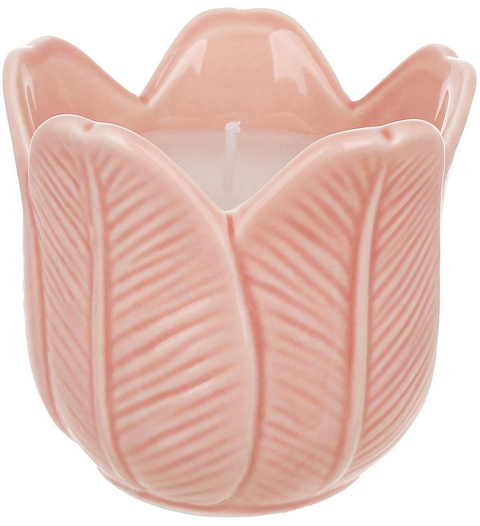 Подсвечник фарфоровый Тюльпанм с восковой свечой 9 с Розовый Подсвечник фарфоровый Тюльпанм с восковой свечой 9 с Розовый