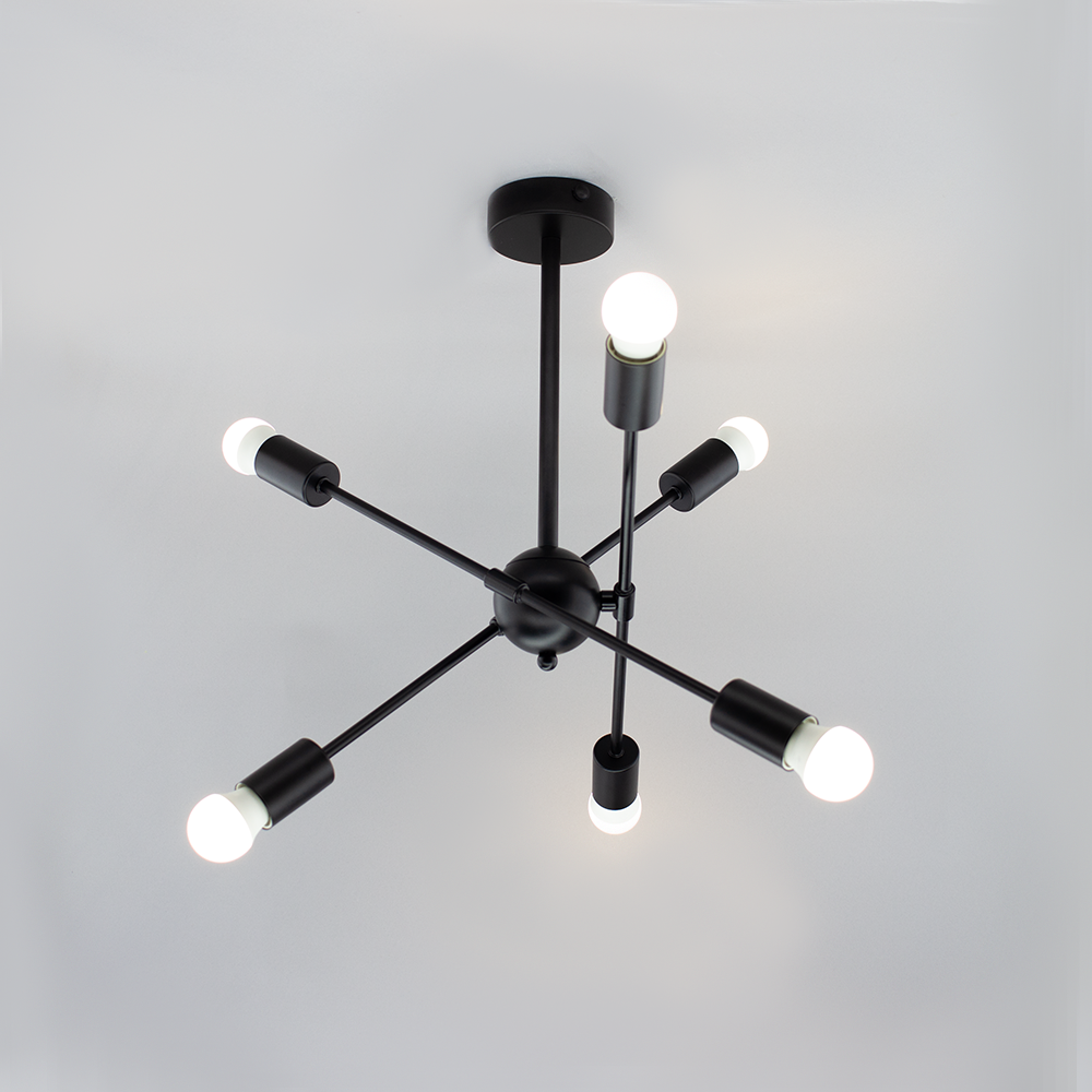 Люстра ESLLSE YORK R 510x380 мм на 6 ламп E27 Чорний (10468) - фото 3