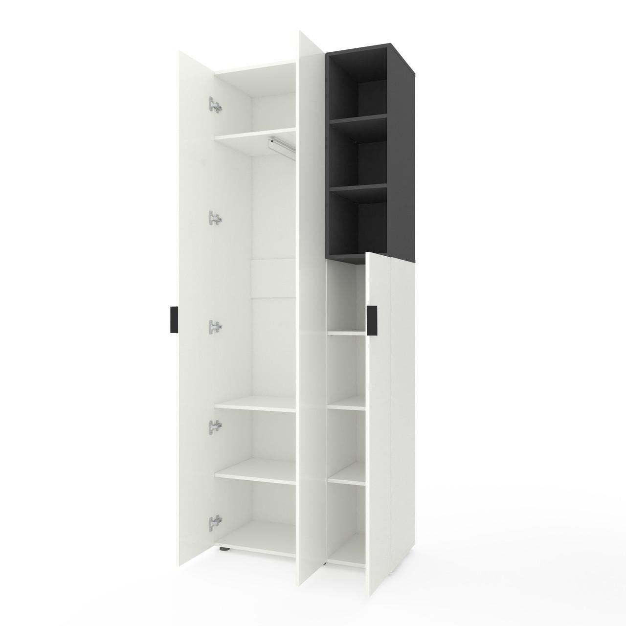 Шкаф Metkas Home A003R ЛДСП 900x420x2300 мм Белый Снег/Антрацитовый - фото 1 Шкаф Metkas Home A003R ЛДСП 900x420x2300 мм Белый Снег/Антрацитовый - фото 1