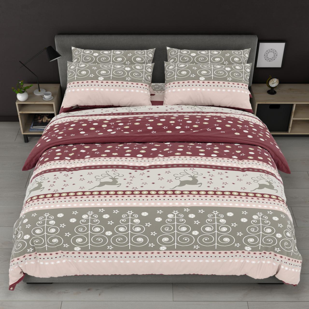 Комплект постельного белья новогодний Серые Олени сатин полуторный 150х220 см наволочки 50х70 см (0402н201) Комплект постельного белья новогодний Серые Олени сатин полуторный 150х220 см наволочки 50х70 см (0402н201)