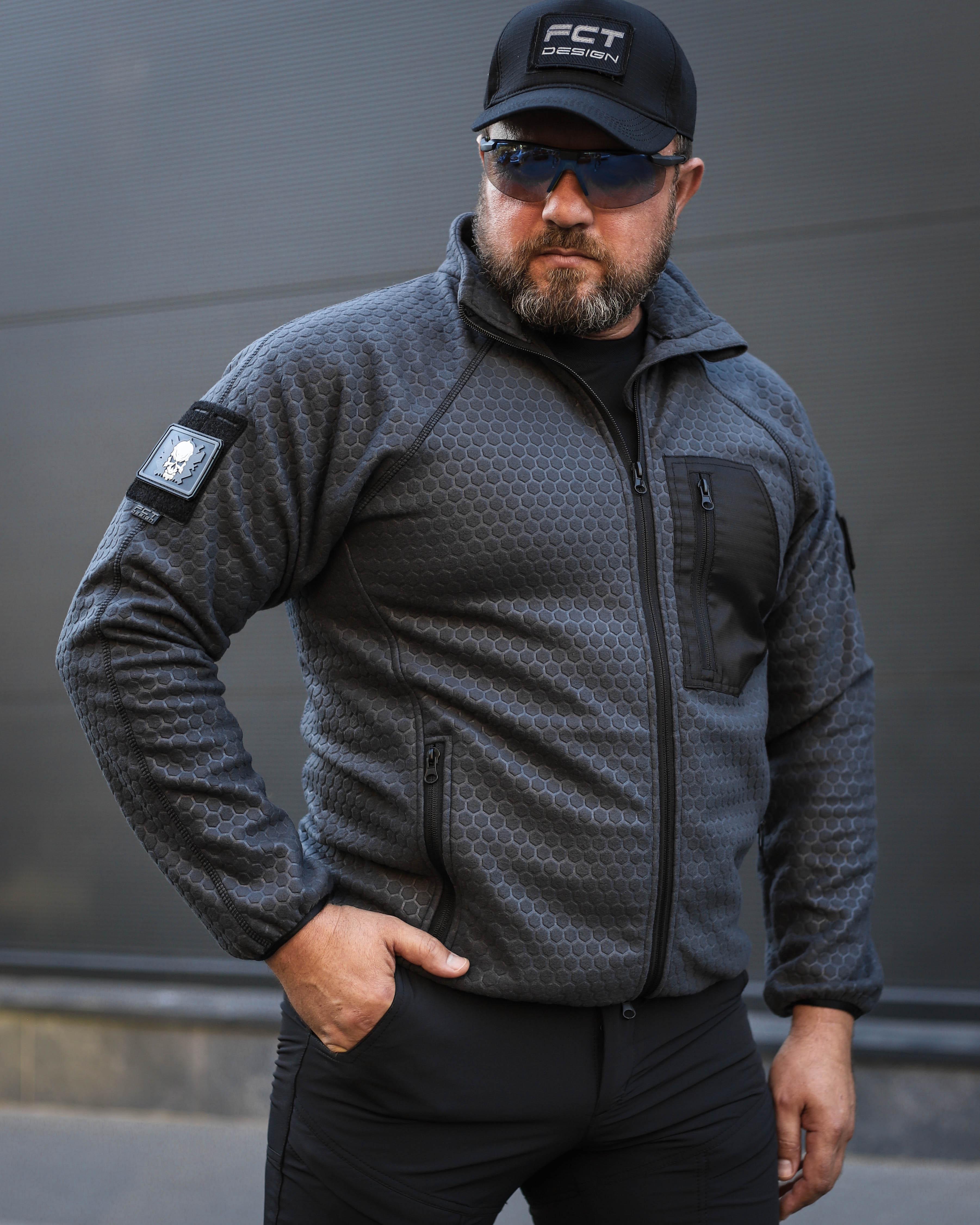 Кофта флис соты Гексагон на молнии р. 48/50 Серый