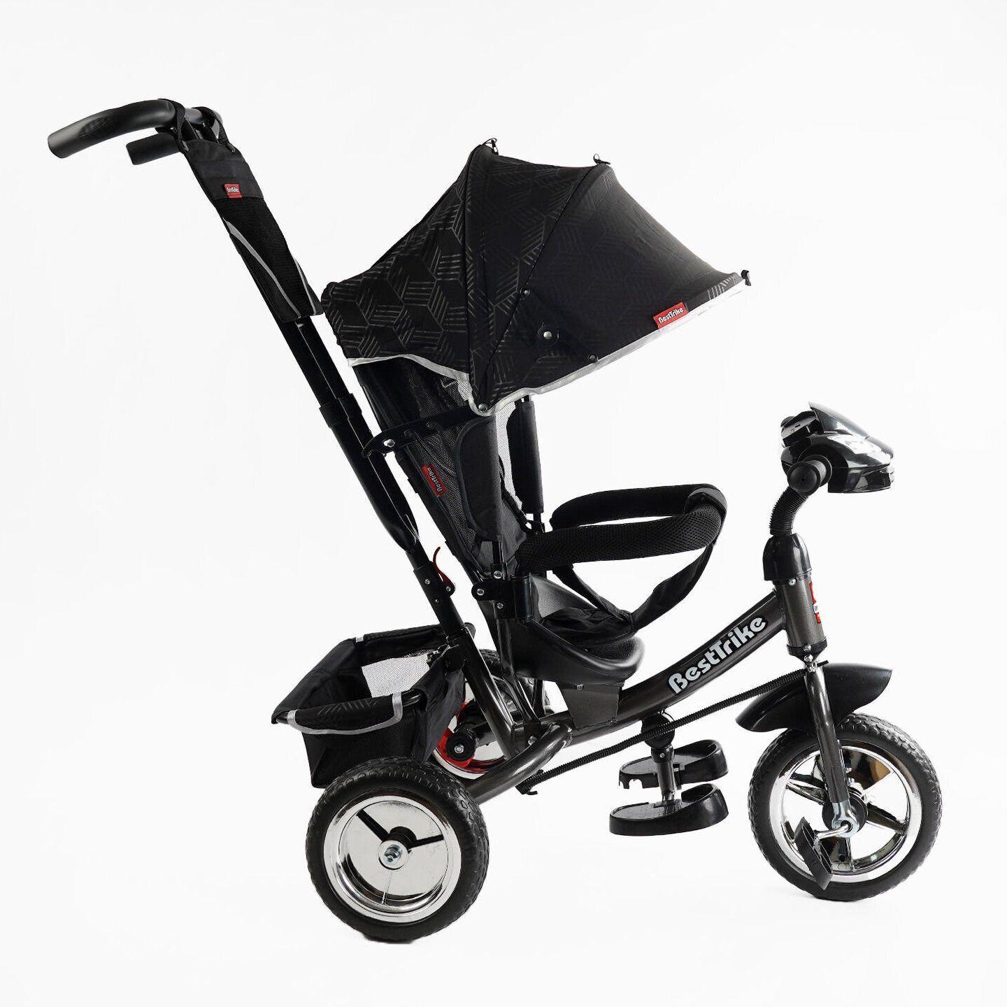 Велосипед дитячий триколісний Best Trike 6588 піна/фара з батьківською ручкою Чорний (62-403) - фото 2