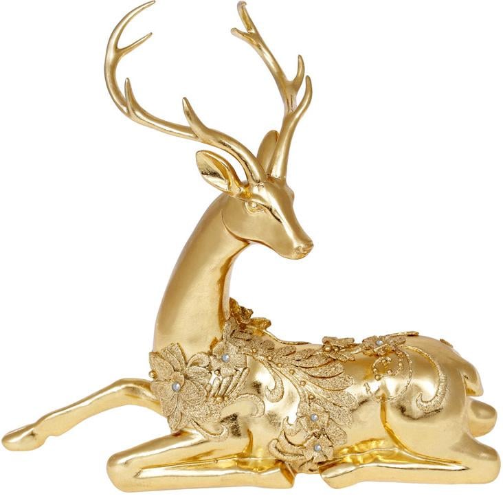 Декоративная статуэтка Олень в кружеве 37,5х36 см полистоун Золото (BD-450-871)