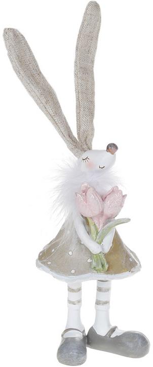 Декоративная статуэтка Зайка с тюльпанами 9х9х28 см полистоун (BD-831-844)
