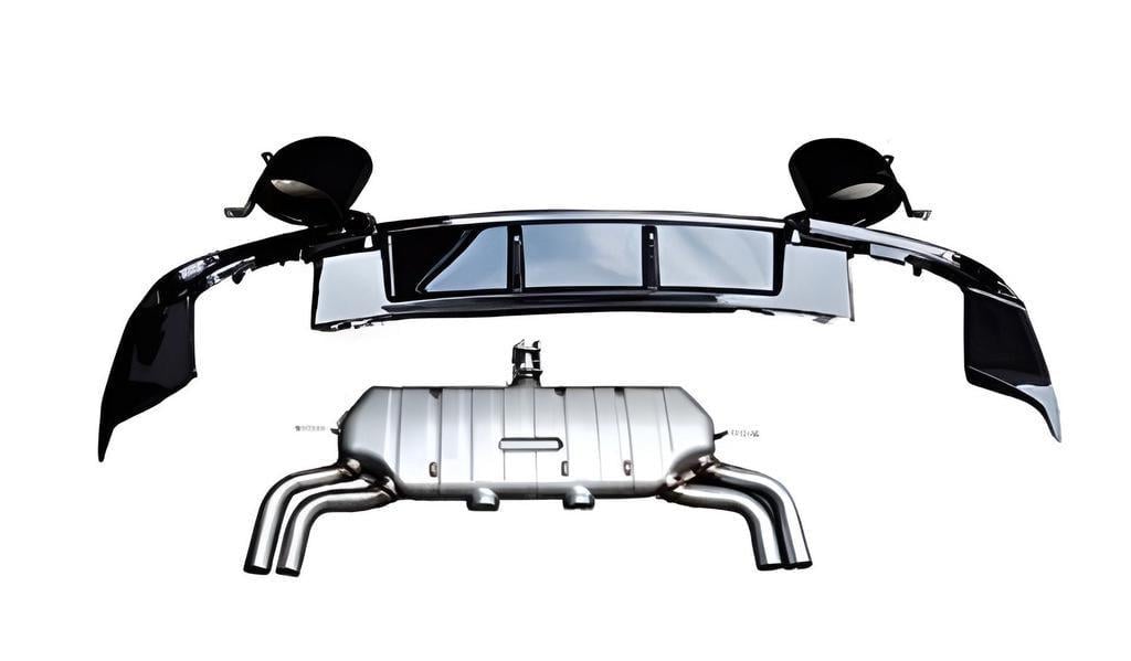 Диффузор задний с насадками V-1 для S/S-Line 2016-2020 GT Tuning для Audi A3 2012-2020 гг. ABS-пластик Черный (131959)