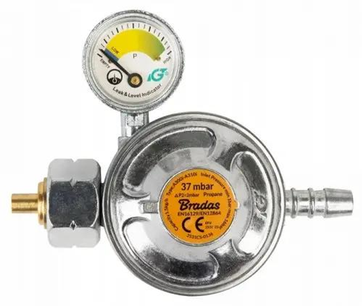 Редуктор газовый Bradas с манометром для бытового газового баллона