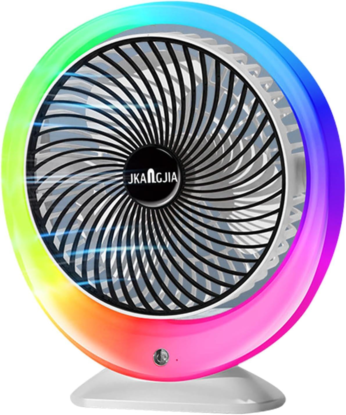 Вентилятор портативний Mini fan-04 настільний акумуляторний з RGB підсвіткою 4 Вт Білий (09006)