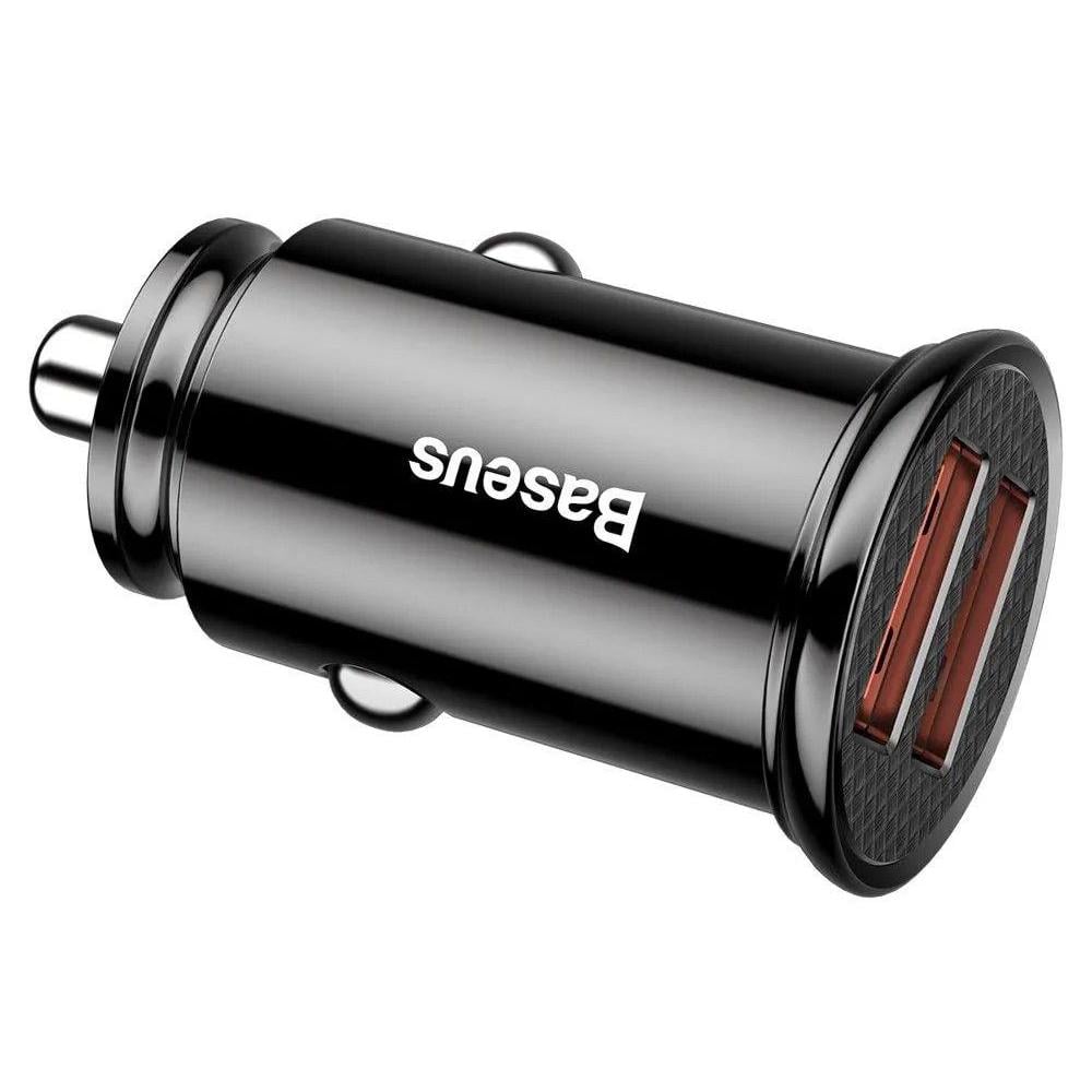 Автомобільний зарядний пристрій Baseus Circular Plastic QC 3.0 30W 2USB, Black (CCALL-YD01)