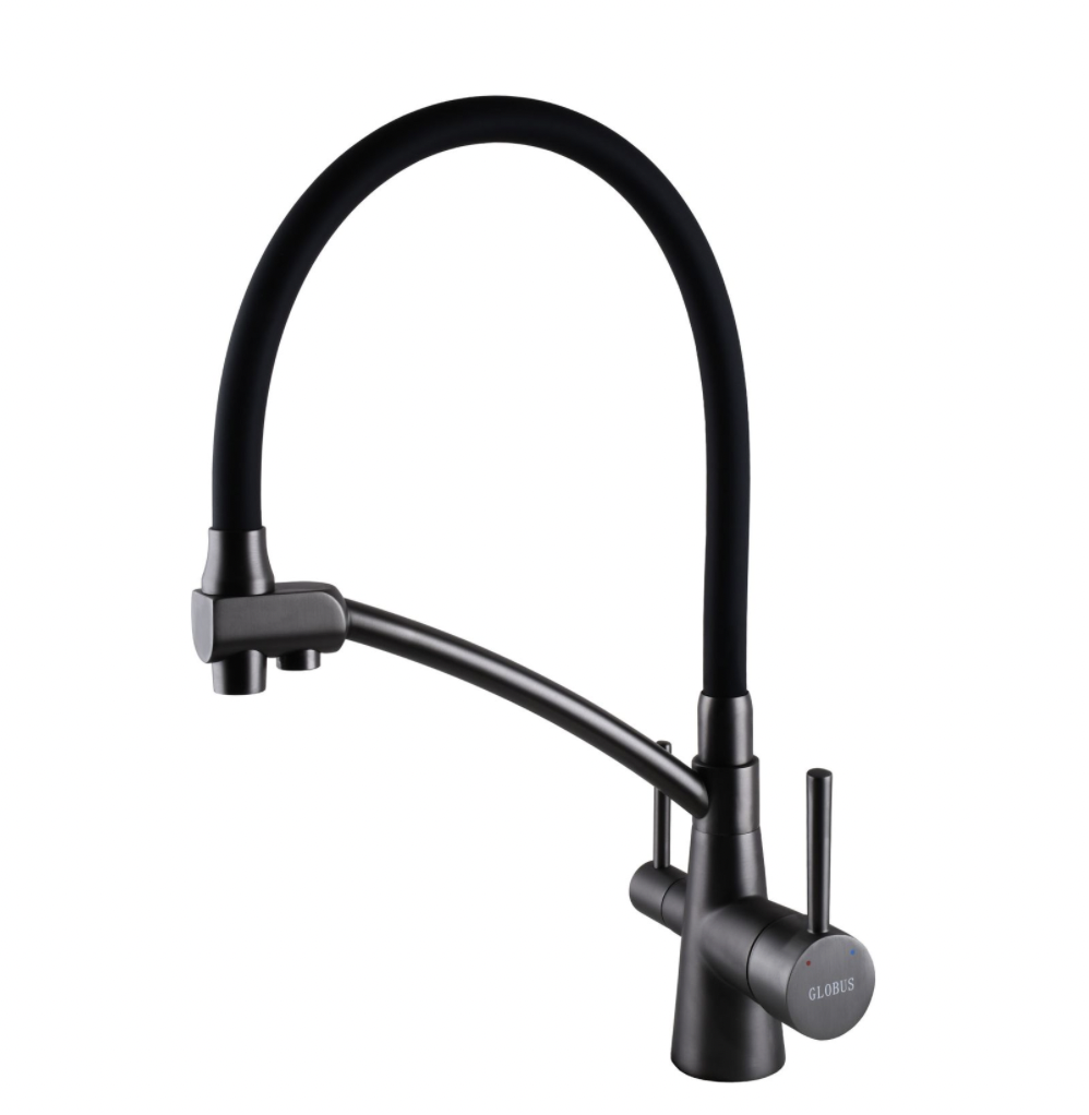 Кухонный смеситель Globus с подключением к фильтру и гибким изливом (Globus Lux GLLR-0700-11-GRAPHIT) Кухонный смеситель Globus с подключением к фильтру и гибким изливом (Globus Lux GLLR-0700-11-GRAPHIT)