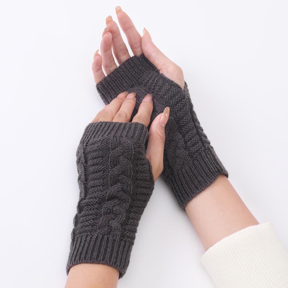 Мітенки короткі в'язані One size Темно-сірий (2328) - фото 2 Мітенки короткі в'язані One size Темно-сірий (2328) - фото 2