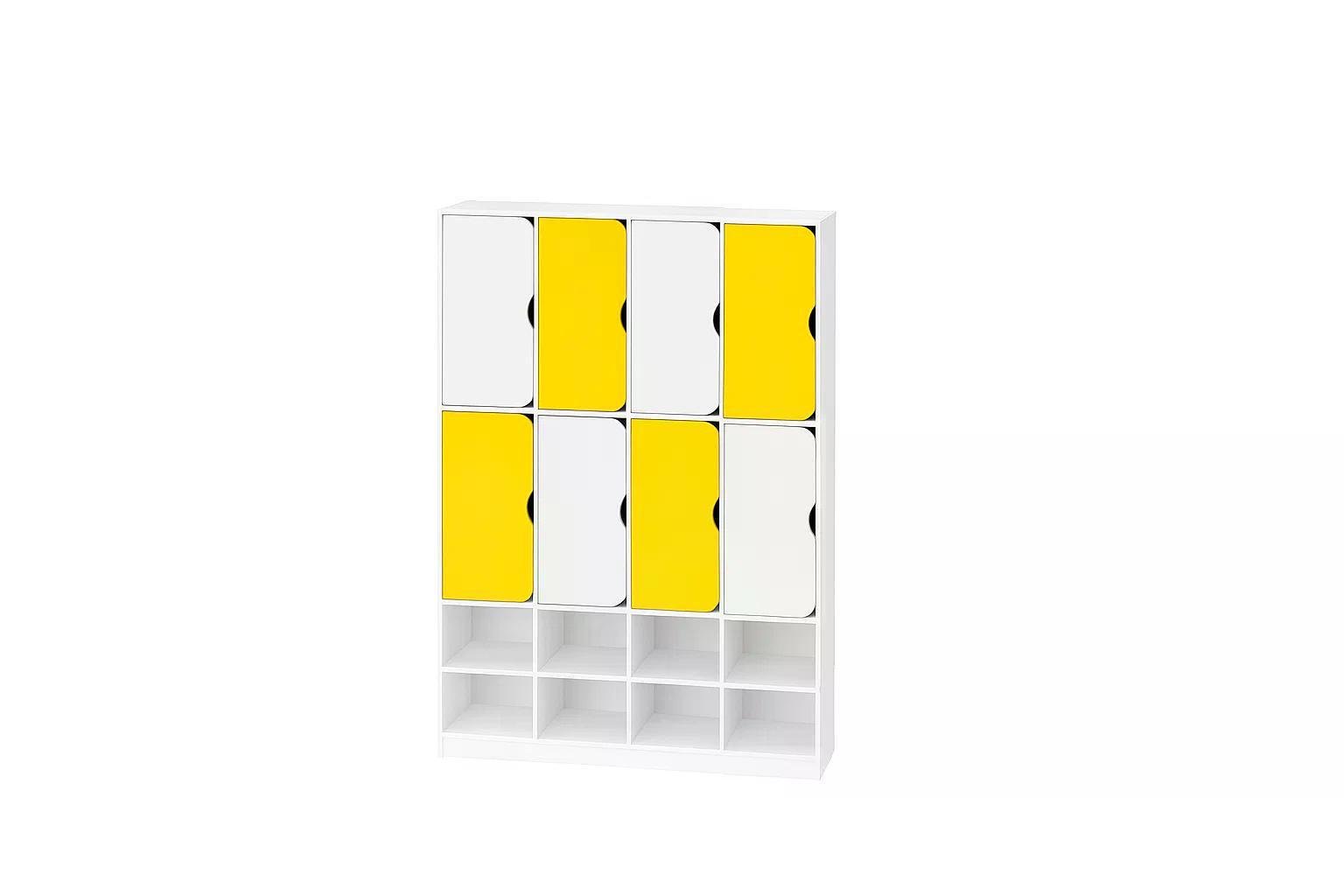 Шкаф для одежды DS-55 8-секций на металлических регулируемых Белый/Желтый