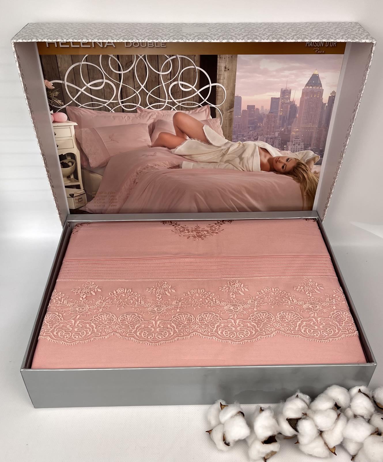 Комплект постельного белья Maison D'or Helena 200х220 см сатин с кружевом Rose (CN25499)