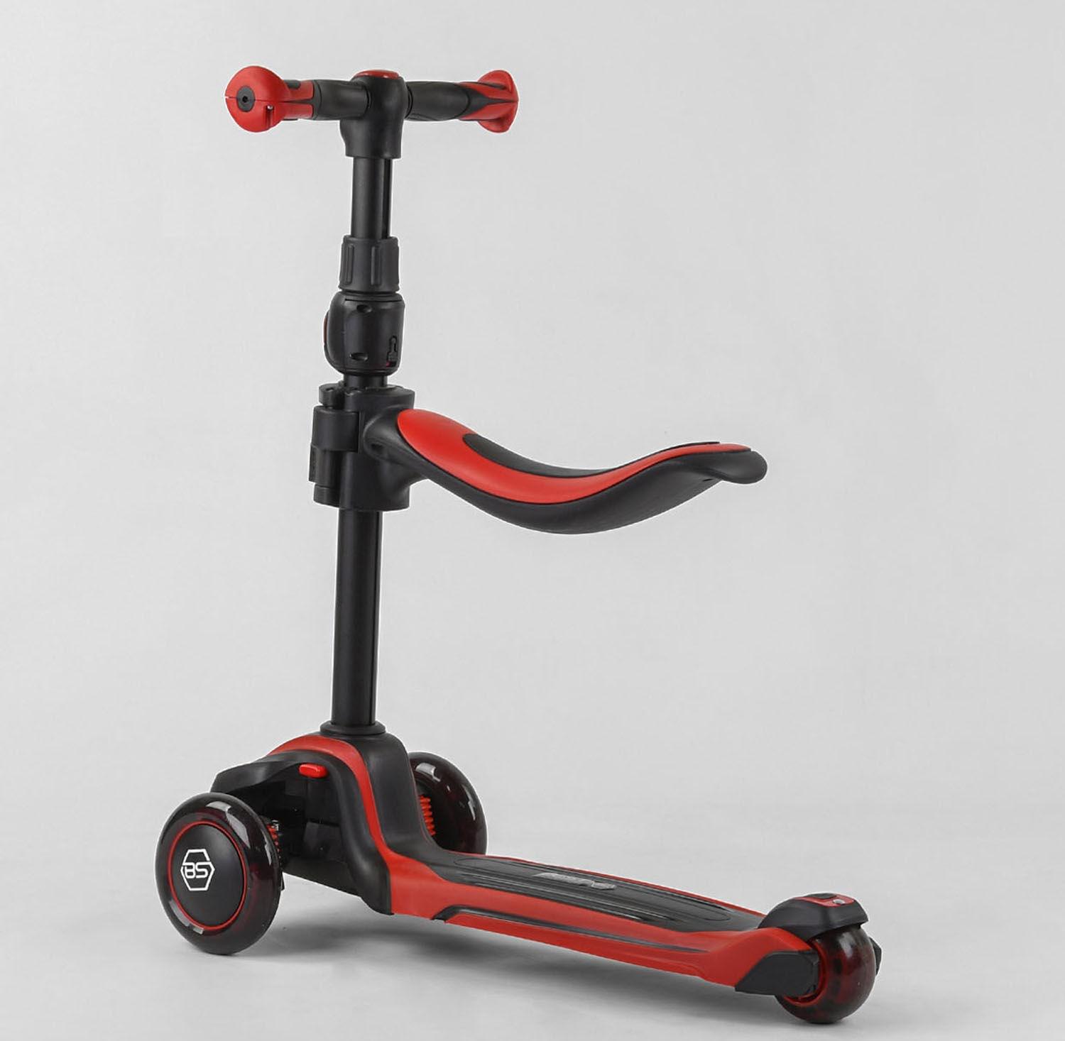 Самокат детский Best Scooter JS-10711 с сиденьем алюминиевый руль 3 PU колеса с подсветкой Красный (17694808) - фото 7 Самокат детский Best Scooter JS-10711 с сиденьем алюминиевый руль 3 PU колеса с подсветкой Красный (17694808) - фото 7