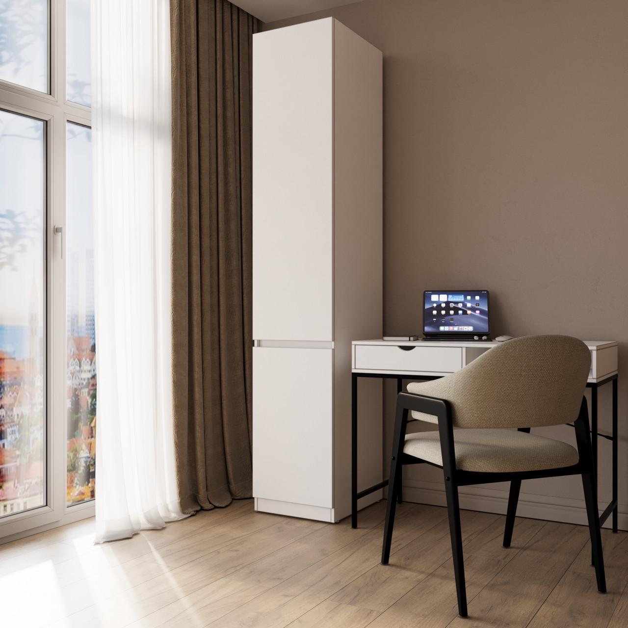 Пенал MEBEX на 2 полиці та тримачем для одягу 40х50х210 см Білий (VL2S400WH)