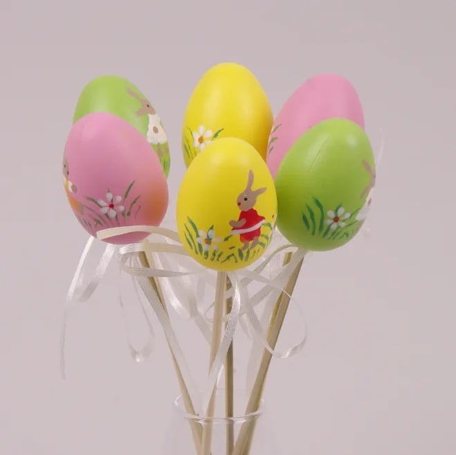 Декорация пасхальная на пике Flora Писанка микс 6 шт. (44024)