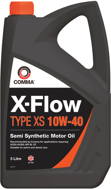 Моторне мастило COMMA X-FLOW TYPE XS 10W-40 напівсинтетичне 5 л (XFXS5L)