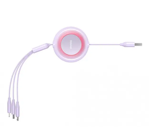 Кабель BASEUS Bright Mirror 2 Series 3в1 Cable USB to MicroUSB/Lightning/Type-C CAMJ010005 3,5A 1,1 м Purple - фото 4