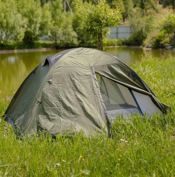 Палатка туристическая двухместная ветрозащитная 210х160х120 см Зеленый (LU-017) - фото 2