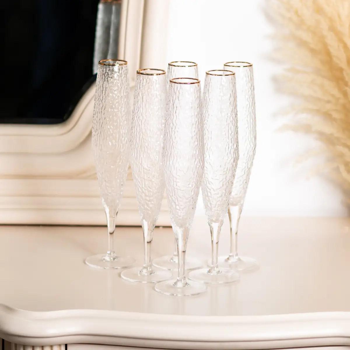 Набір келихів для шампанського Stunning фактурних 6 х 250 мл Прозорий (22775828) - фото 2