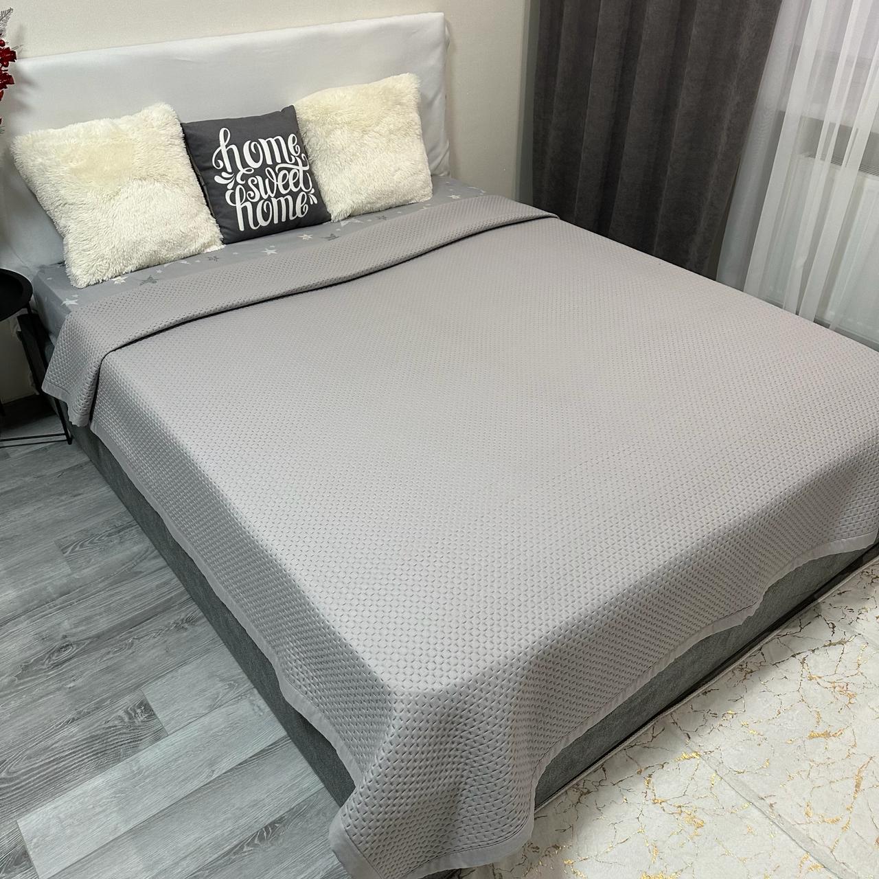 Покривало на ліжко євро 200x230 см Сірий (28796093) - фото 10 Покривало на ліжко євро 200x230 см Сірий (28796093) - фото 10