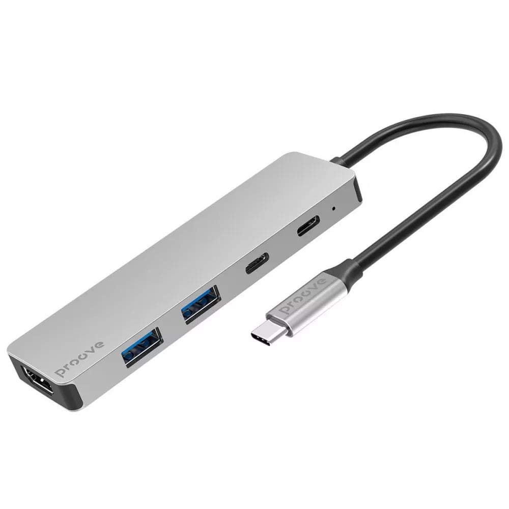 Адаптер USB хаб Proove Iron Link 5 in 1 2хType-C 2хUSB3.0+HDMI Silver