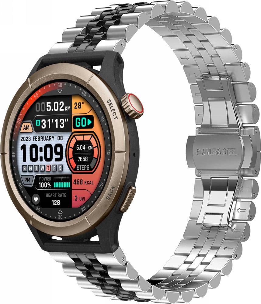 Браслет металлический Stech Line для Amazfit Cheetah Round/Cheetah Pro Silver Black (38455-69)