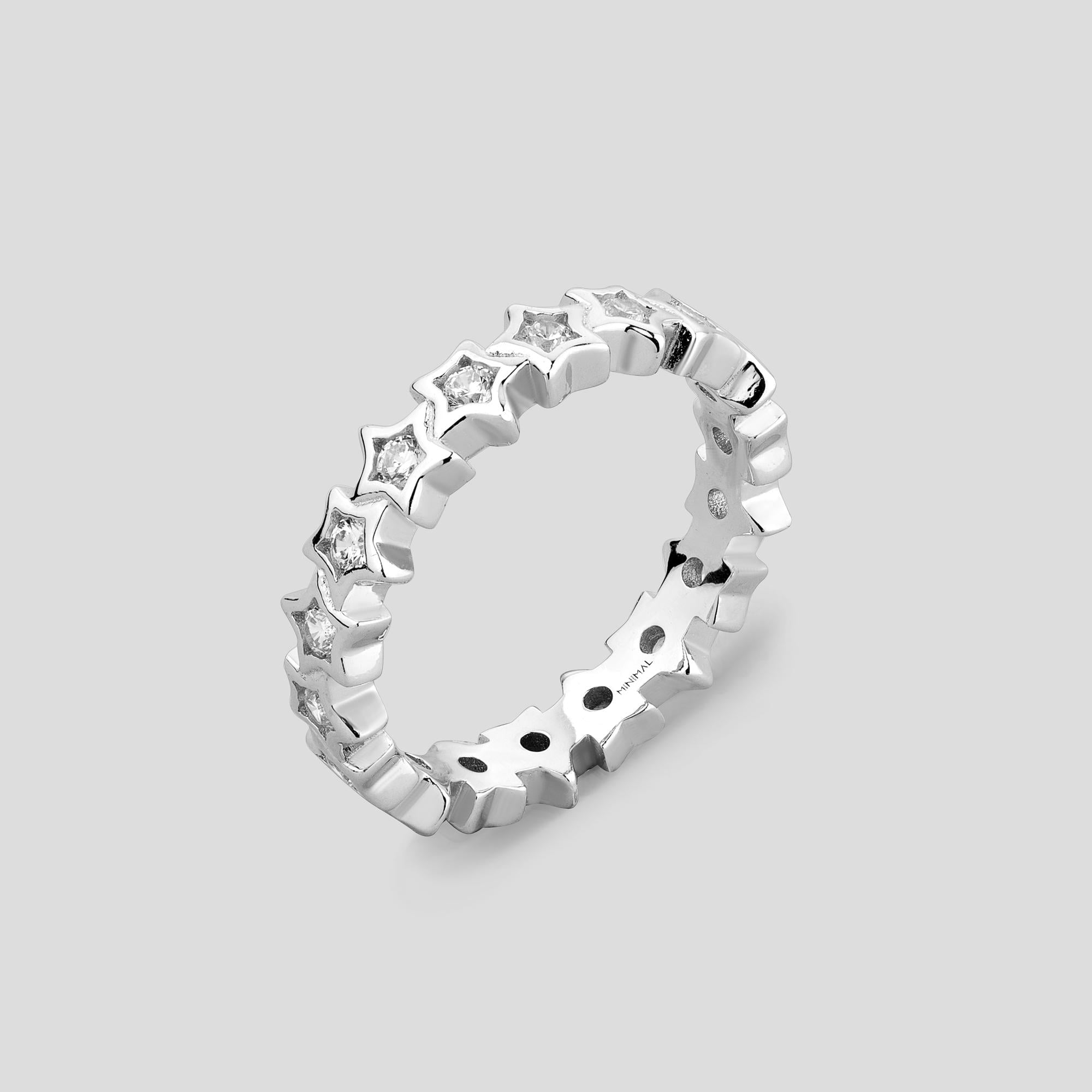 Серебряное кольцо Minimal Звездный блеск р. 18 (16523)