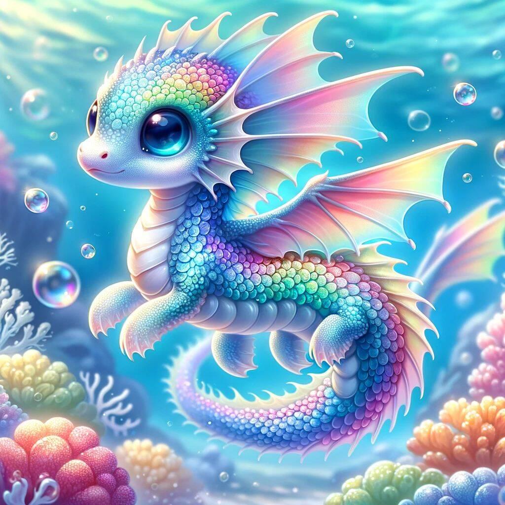 Алмазная мозаика Dream Toys Радужный дракончик под водой 20х20 см (2987256805)