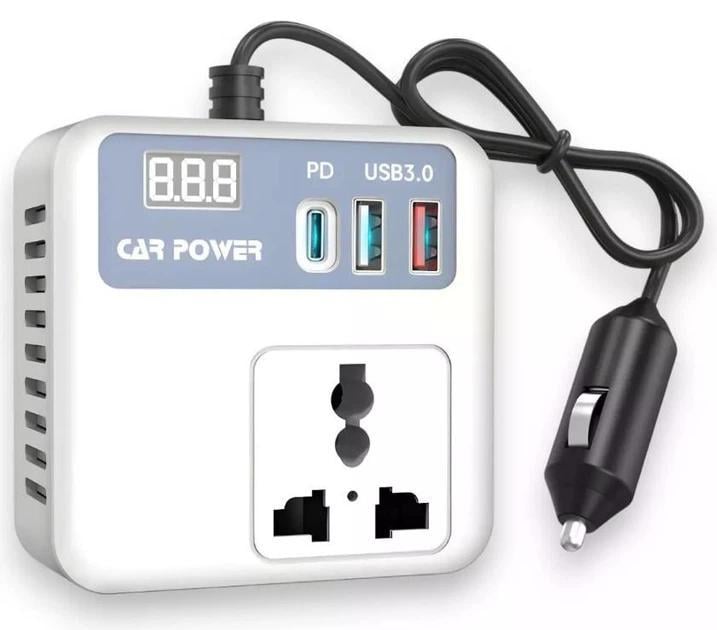 Автомобильный инвертор 12V 220V Car Power 150W с цифровым экраном (10344) Автомобильный инвертор 12V 220V Car Power 150W с цифровым экраном (10344)