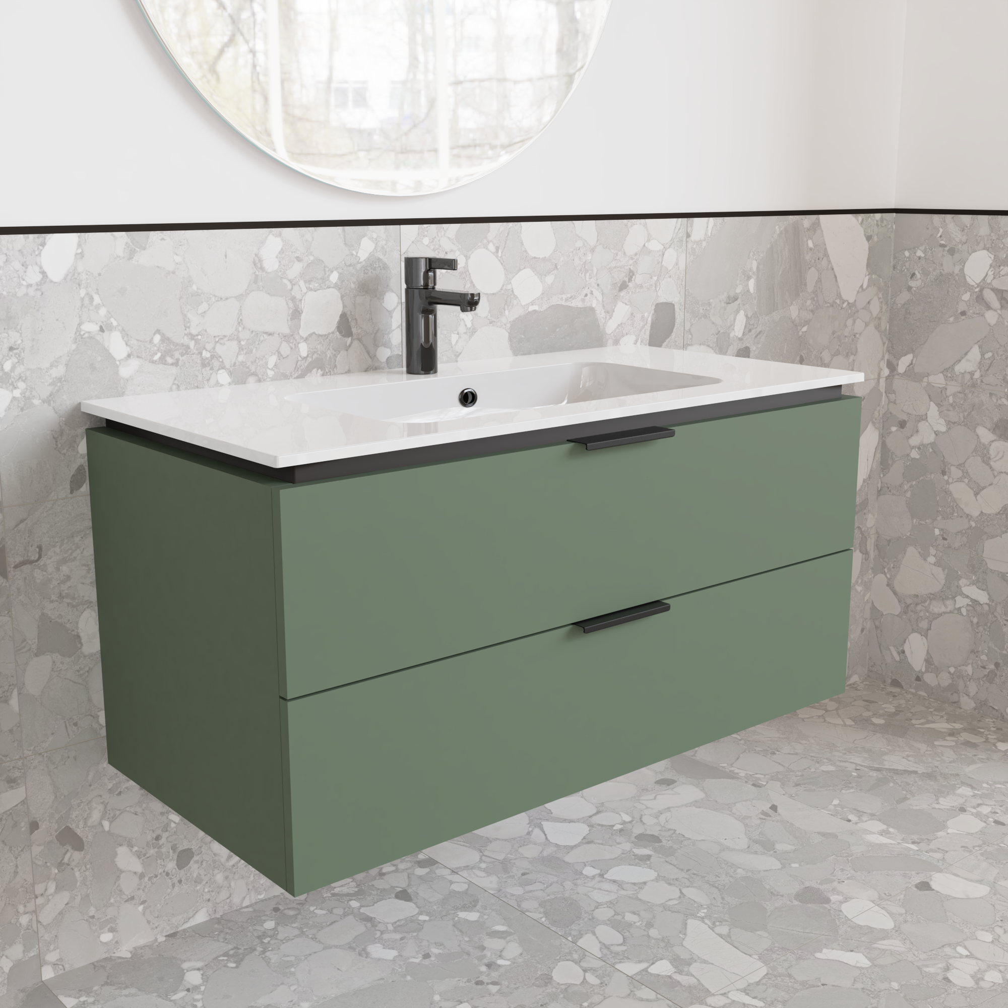 Тумба підвісна з раковиною MVK Vostok Icon 100 В2 1000х450х530 мм Зелений димчастий (p2100gr) - фото 2 Тумба підвісна з раковиною MVK Vostok Icon 100 В2 1000х450х530 мм Зелений димчастий (p2100gr) - фото 2