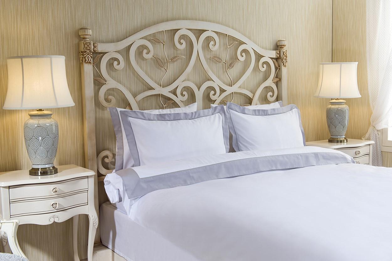 Комплект постельного белья Gul Guler Bantli Grey двуспальный евро сатин (2200000181480)