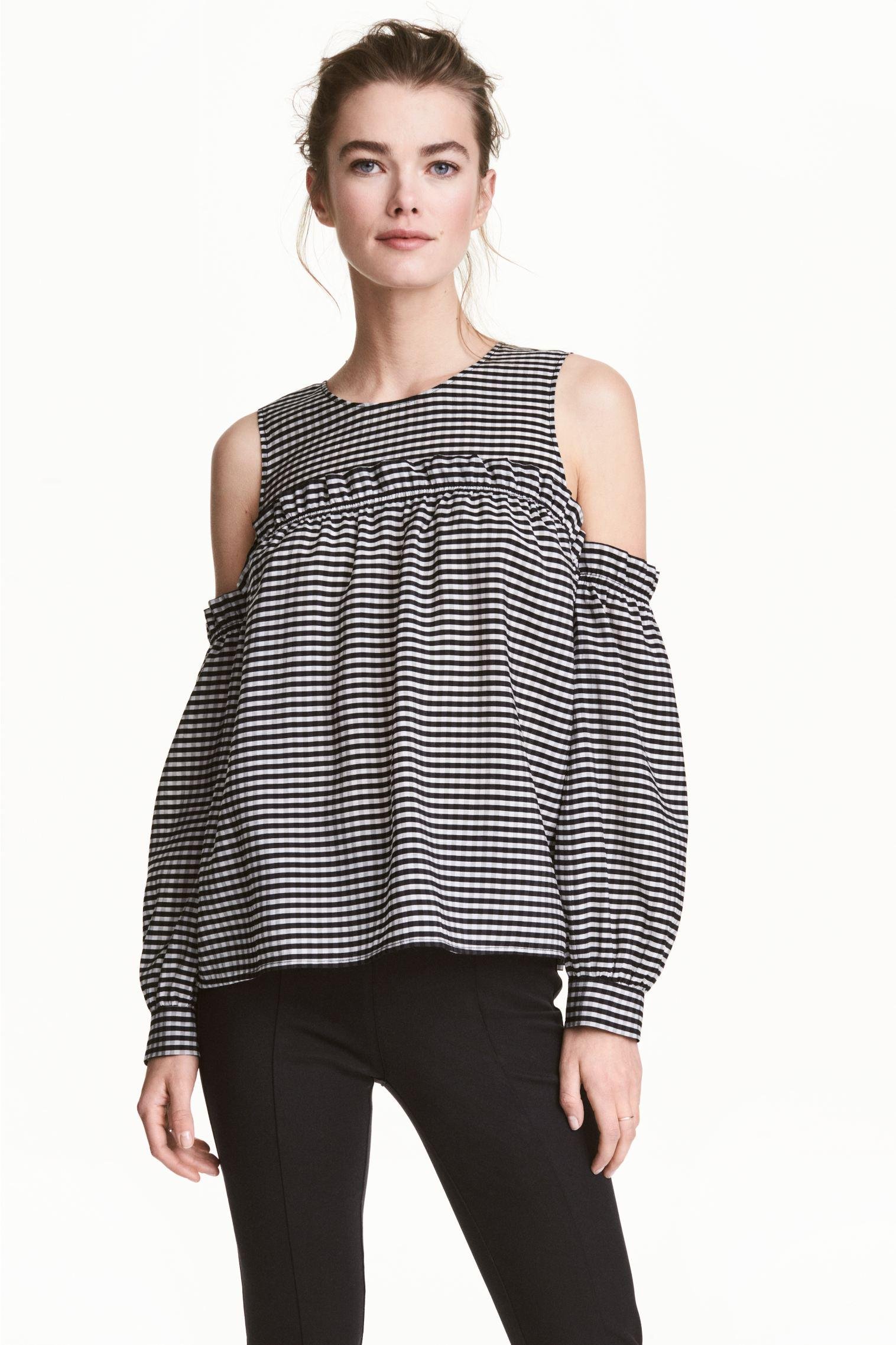 Блуза H&M Клетка р. 40 Черно-белый (6014916545)