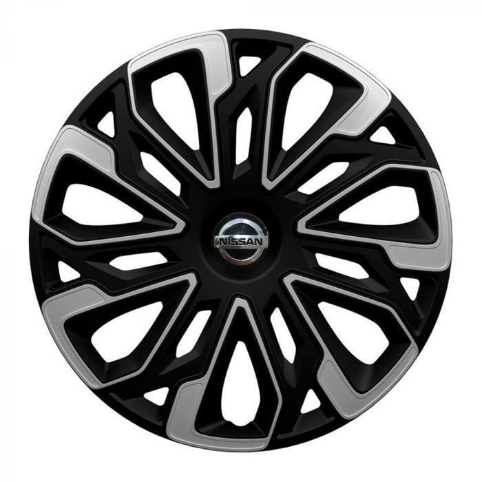 Ковпаки для коліс 4 Racing Estoril Silver/Black R15 з логотипом Nissan 4 шт.